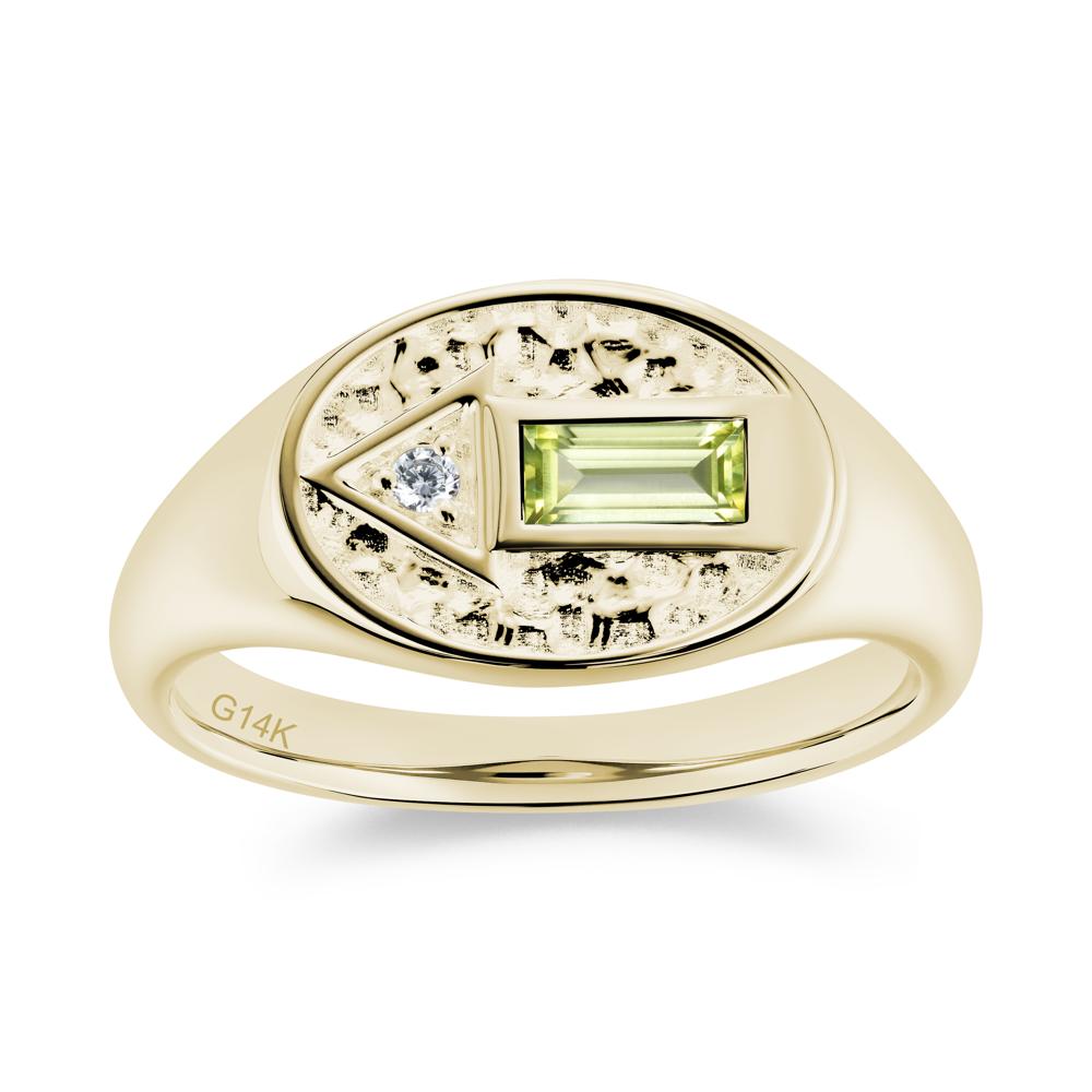 Men's Hammered Sapphire Baguette Ring - LUO Jewelry #gemstone_Peridot