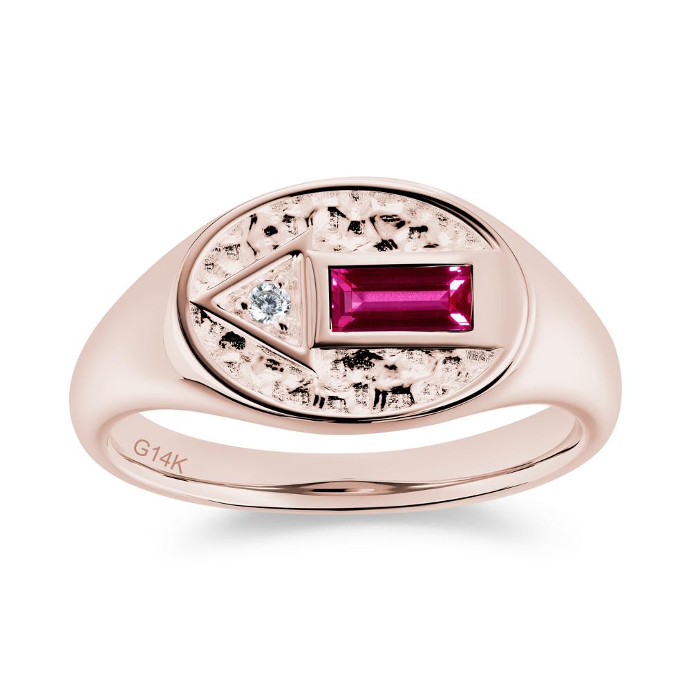 Men's Hammered Sapphire Baguette Ring - LUO Jewelry #gemstone_Ruby