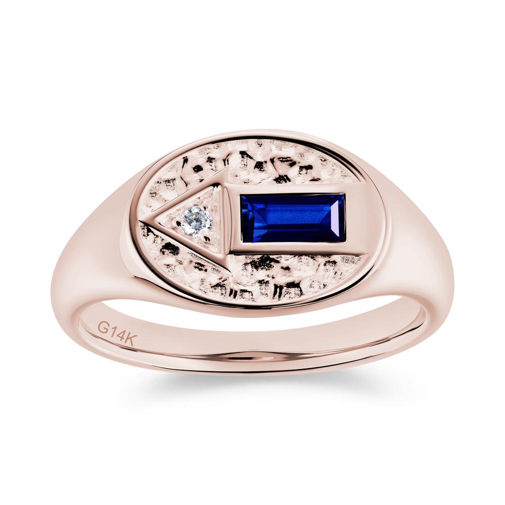 Men's Hammered Sapphire Baguette Ring - LUO Jewelry #gemstone_Sapphire
