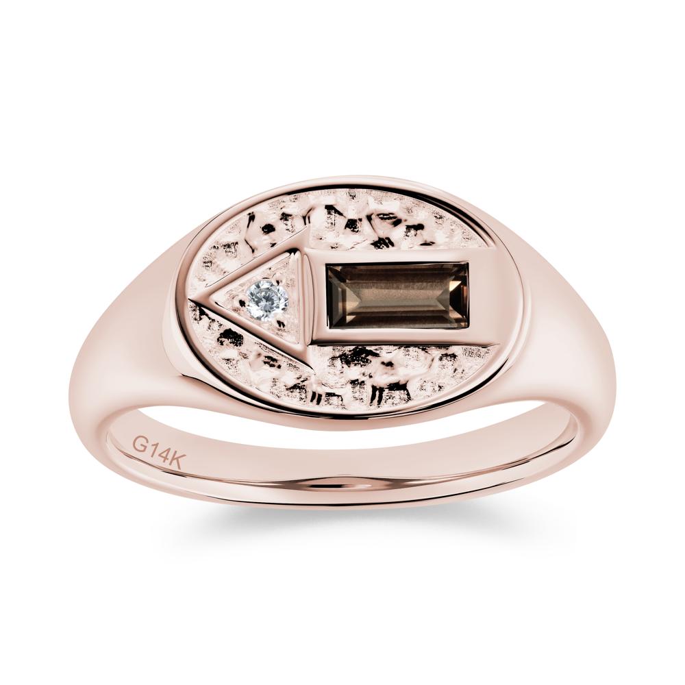 Men's Hammered Sapphire Baguette Ring - LUO Jewelry #gemstone_Smoky Quartz