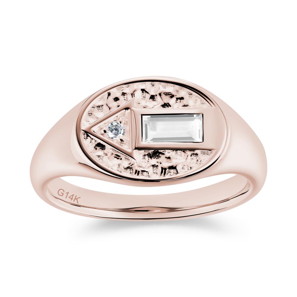 Men's Hammered Sapphire Baguette Ring - LUO Jewelry #gemstone_White Topaz
