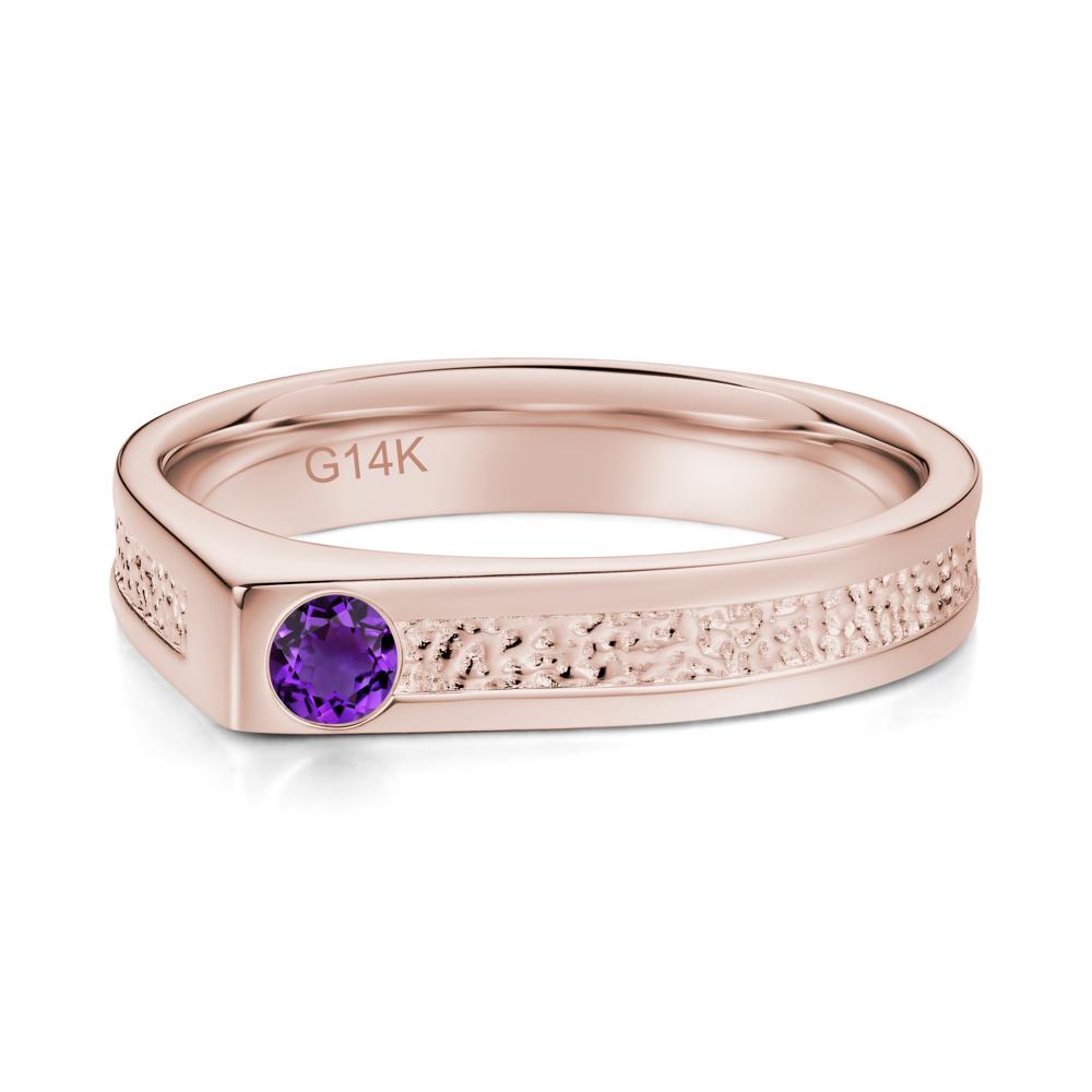 Tiny Solitaire Sapphire Hammered Ring - LUO Jewelry #gemstone_Amethyst