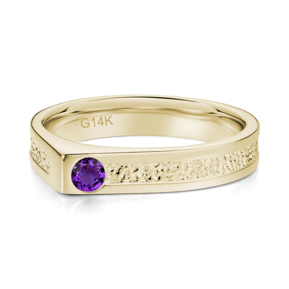 Tiny Solitaire Sapphire Hammered Ring - LUO Jewelry #gemstone_Amethyst