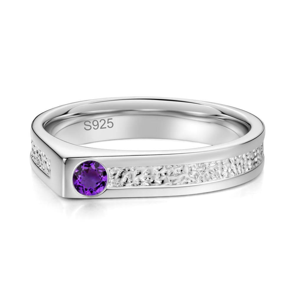 Tiny Solitaire Sapphire Hammered Ring - LUO Jewelry #gemstone_Amethyst