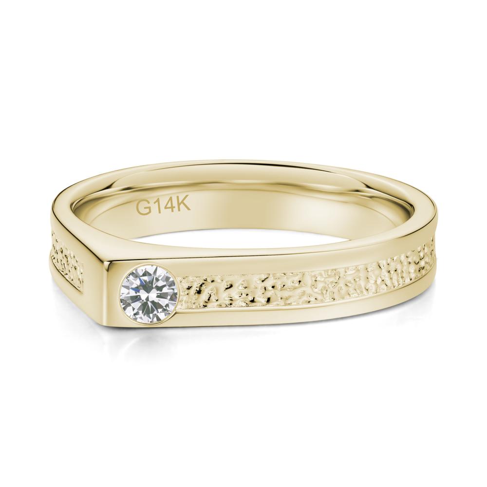 Tiny Solitaire Sapphire Hammered Ring - LUO Jewelry #gemstone_Cubic Zirconia
