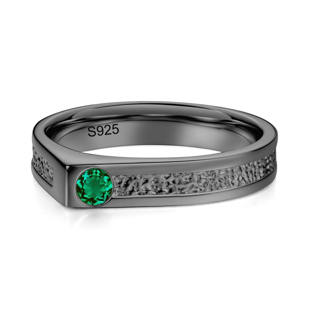 Tiny Solitaire Sapphire Hammered Ring - LUO Jewelry #gemstone_Emerald