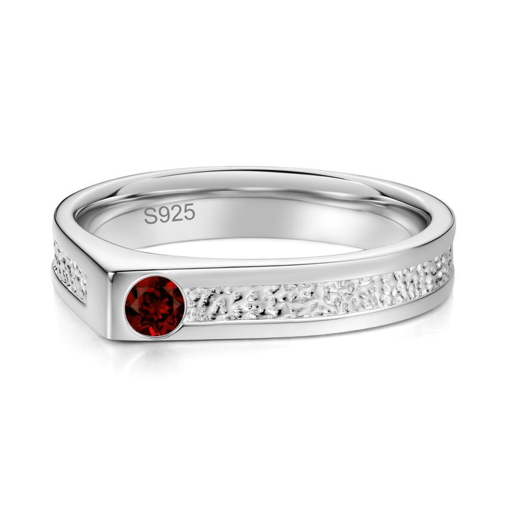 Tiny Solitaire Sapphire Hammered Ring - LUO Jewelry #gemstone_Garnet