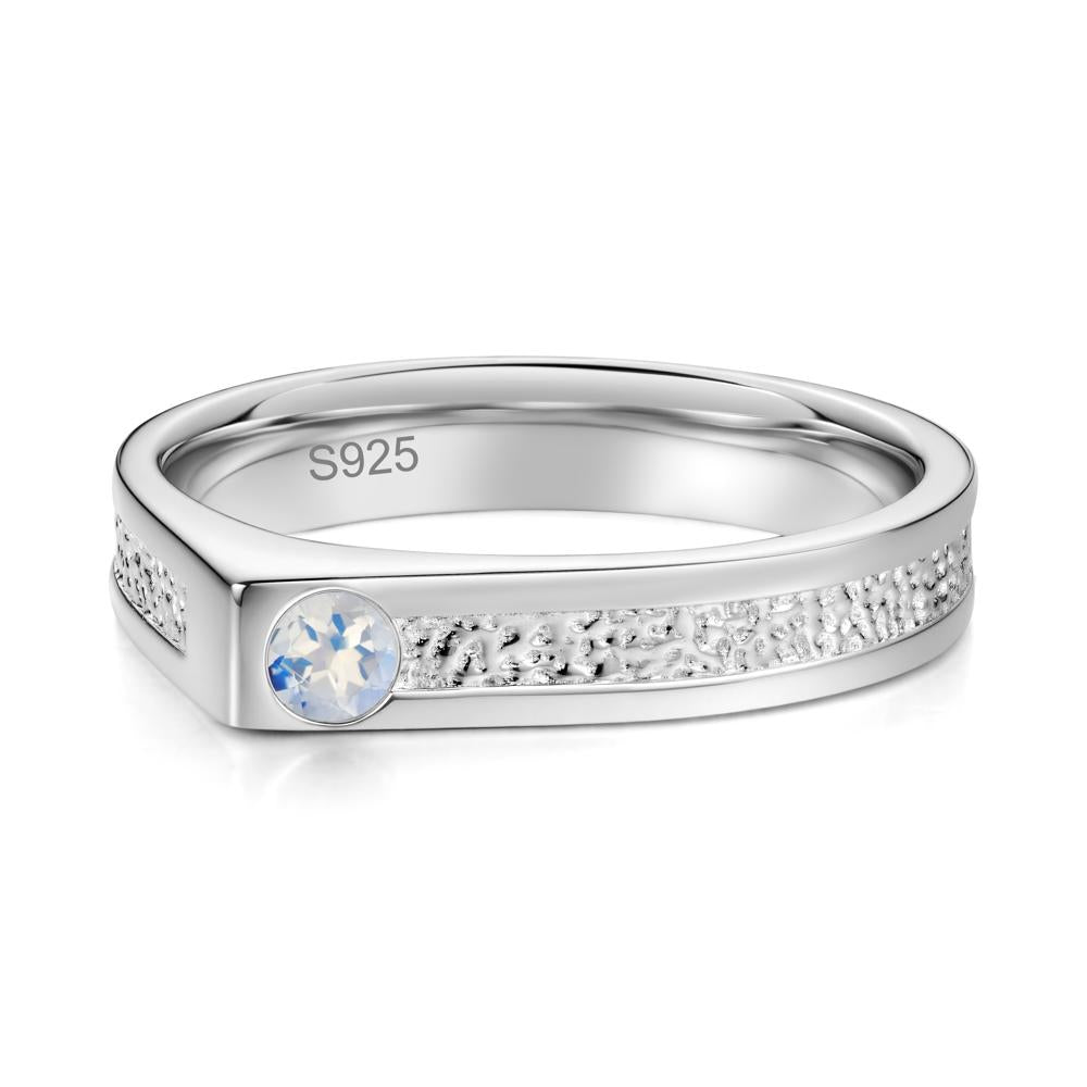 Tiny Solitaire Sapphire Hammered Ring - LUO Jewelry #gemstone_Moonstone