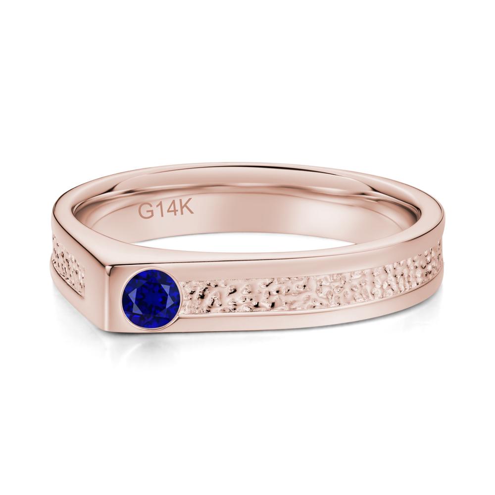 Tiny Solitaire Sapphire Hammered Ring - LUO Jewelry #gemstone_Sapphire