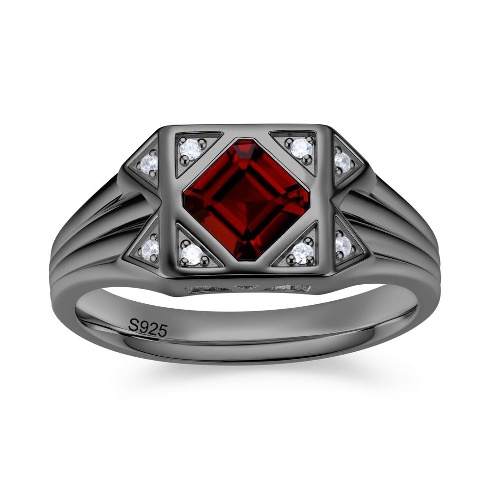 Asscher Cut Alexandrite Halo Men's Wide Band Ring - LUO Jewelry #gemstone_Garnet