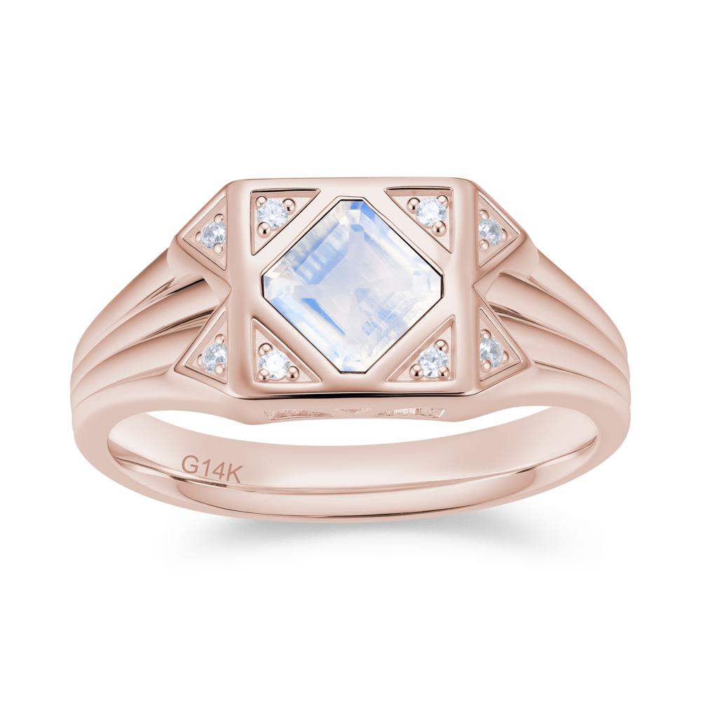 Asscher Cut Alexandrite Halo Men's Wide Band Ring - LUO Jewelry #gemstone_Moonstone