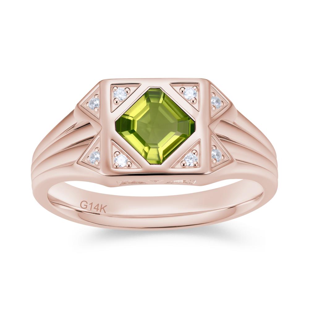 Asscher Cut Alexandrite Halo Men's Wide Band Ring - LUO Jewelry #gemstone_Peridot