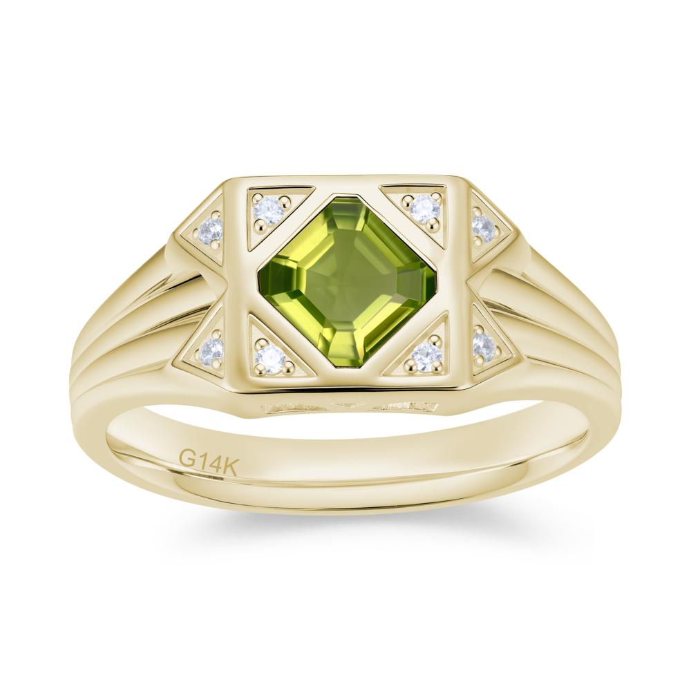 Asscher Cut Alexandrite Halo Men's Wide Band Ring - LUO Jewelry #gemstone_Peridot
