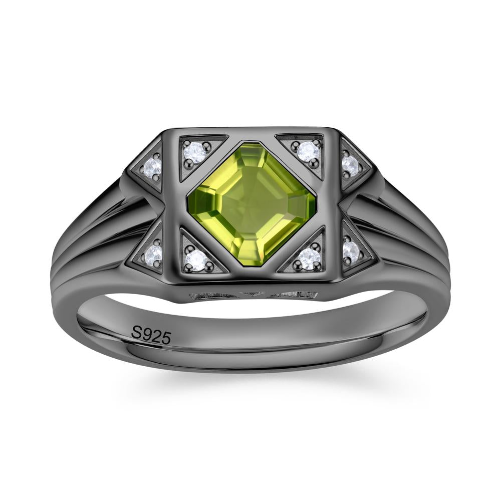 Asscher Cut Alexandrite Halo Men's Wide Band Ring - LUO Jewelry #gemstone_Peridot