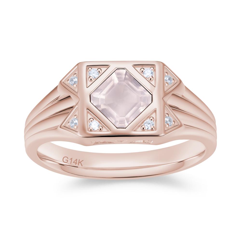 Asscher Cut Alexandrite Halo Men's Wide Band Ring - LUO Jewelry #gemstone_Rose Quartz