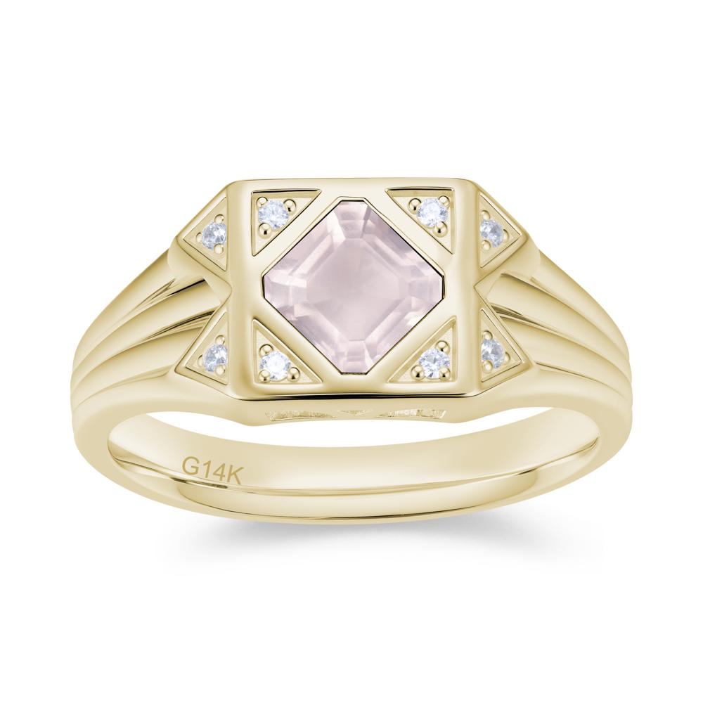 Asscher Cut Alexandrite Halo Men's Wide Band Ring - LUO Jewelry #gemstone_Rose Quartz