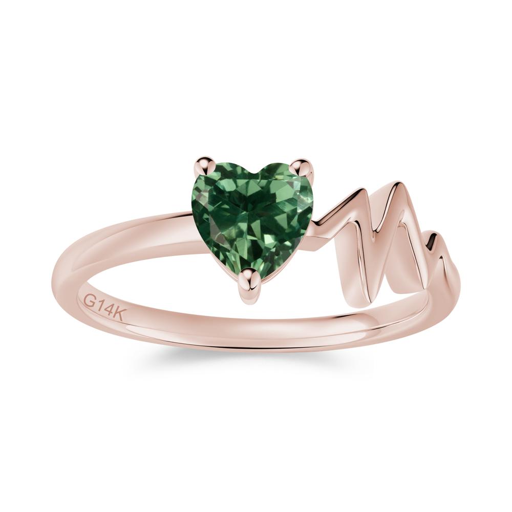 Garnet Heartbeat Proposal Ring - LUO Jewelry #gemstone_Green Sapphire