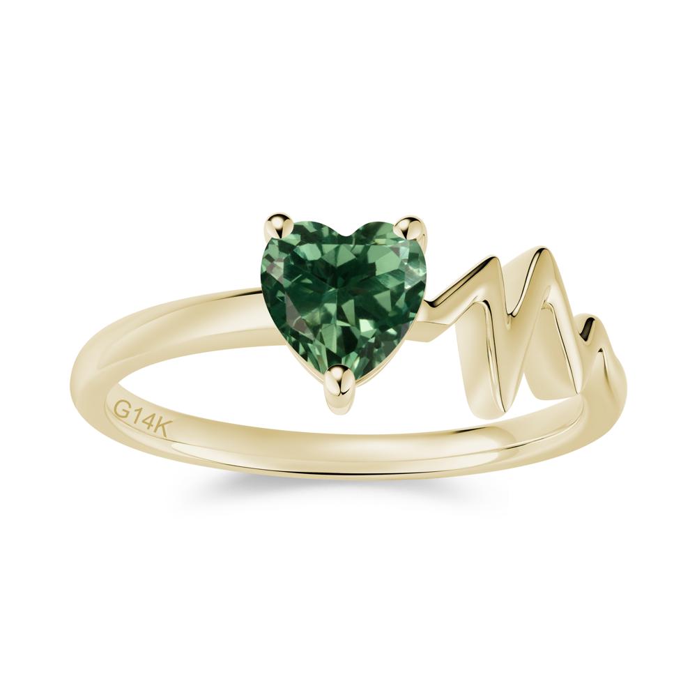 Garnet Heartbeat Proposal Ring - LUO Jewelry #gemstone_Green Sapphire