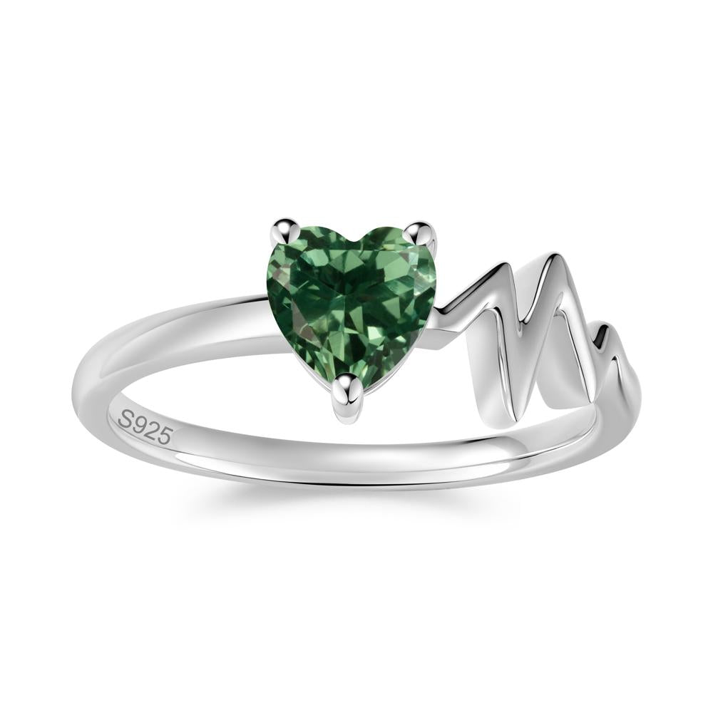 Garnet Heartbeat Proposal Ring - LUO Jewelry #gemstone_Green Sapphire