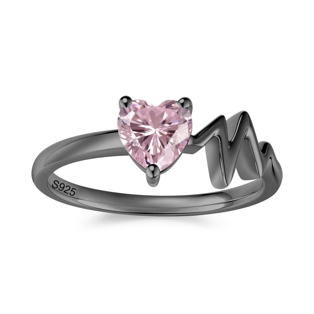 Garnet Heartbeat Proposal Ring - LUO Jewelry #gemstone_Pink Cubic Zirconia