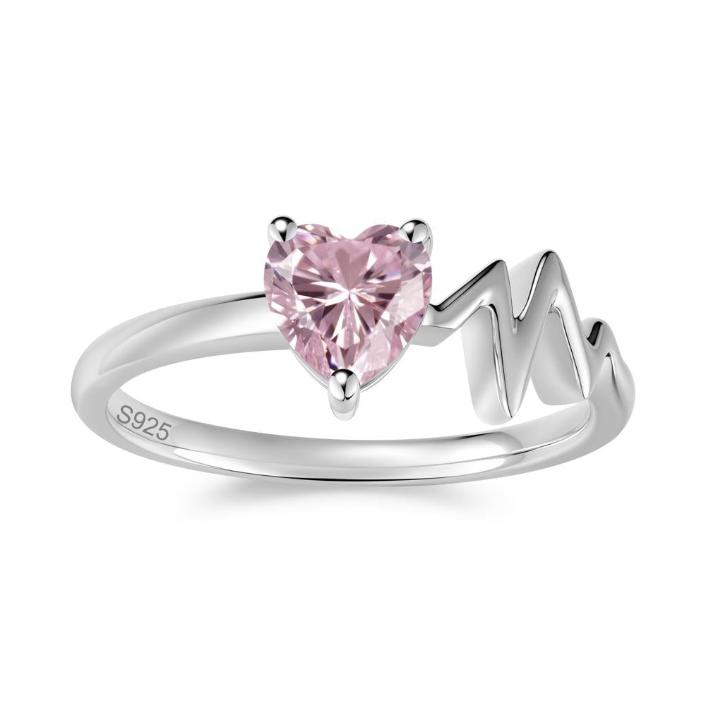 Garnet Heartbeat Proposal Ring - LUO Jewelry #gemstone_Pink Cubic Zirconia