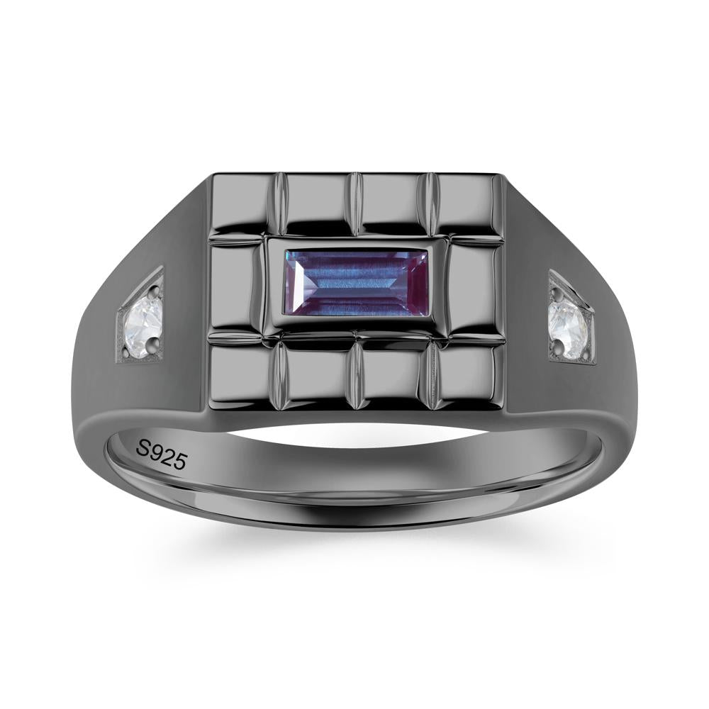 Minimalist Amethyst Signet Mens Wedding Ring - LUO Jewelry #gemstone_Alexandrite