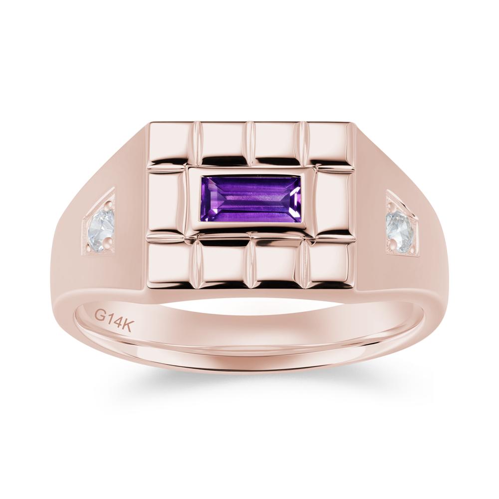 Minimalist Amethyst Signet Mens Wedding Ring - LUO Jewelry #gemstone_Amethyst