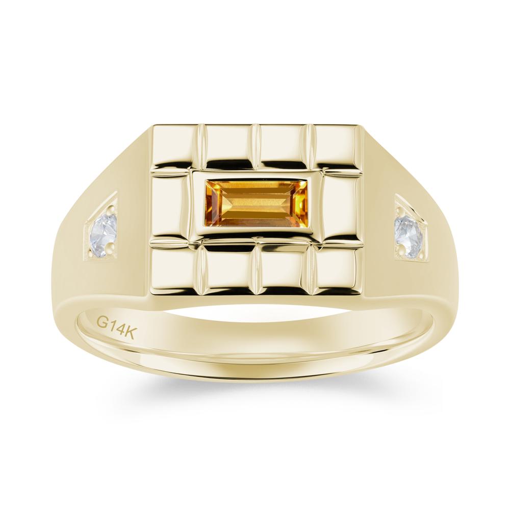 Minimalist Amethyst Signet Mens Wedding Ring - LUO Jewelry #gemstone_Citrine