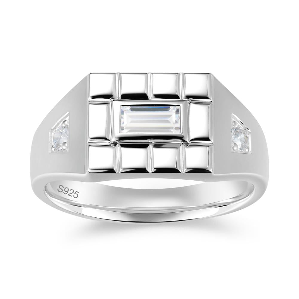 Minimalist Amethyst Signet Mens Wedding Ring - LUO Jewelry #gemstone_Cubic Zirconia