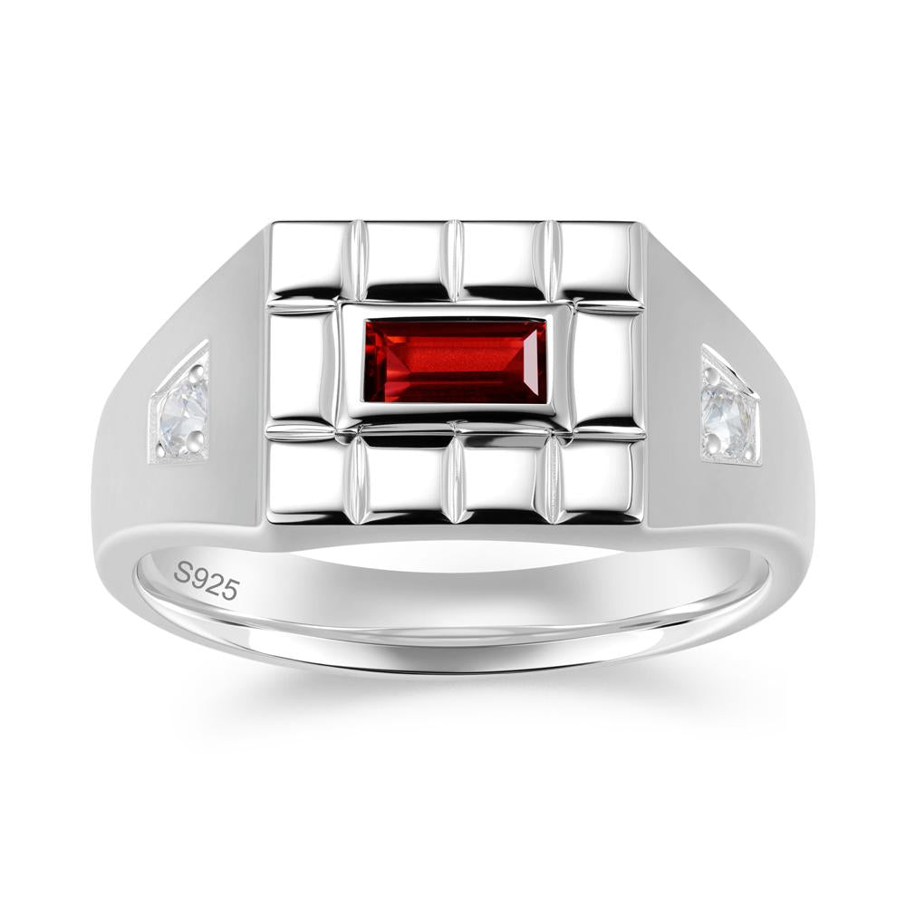 Minimalist Amethyst Signet Mens Wedding Ring - LUO Jewelry #gemstone_Garnet