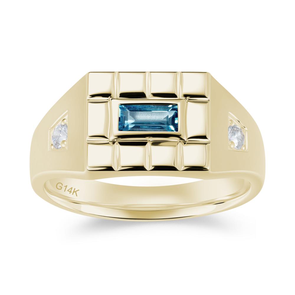 Minimalist Amethyst Signet Mens Wedding Ring - LUO Jewelry #gemstone_London Blue Topaz