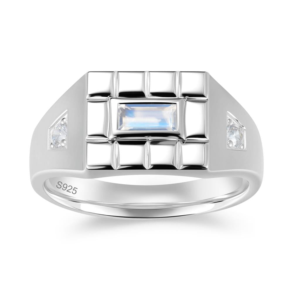 Minimalist Amethyst Signet Mens Wedding Ring - LUO Jewelry #gemstone_Moonstone
