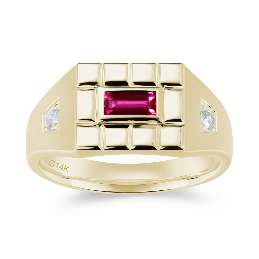 Minimalist Amethyst Signet Mens Wedding Ring - LUO Jewelry #gemstone_Ruby