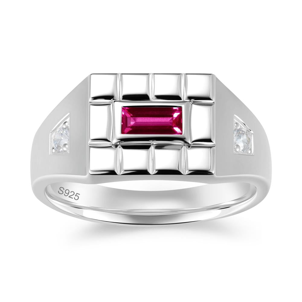 Minimalist Amethyst Signet Mens Wedding Ring - LUO Jewelry #gemstone_Ruby