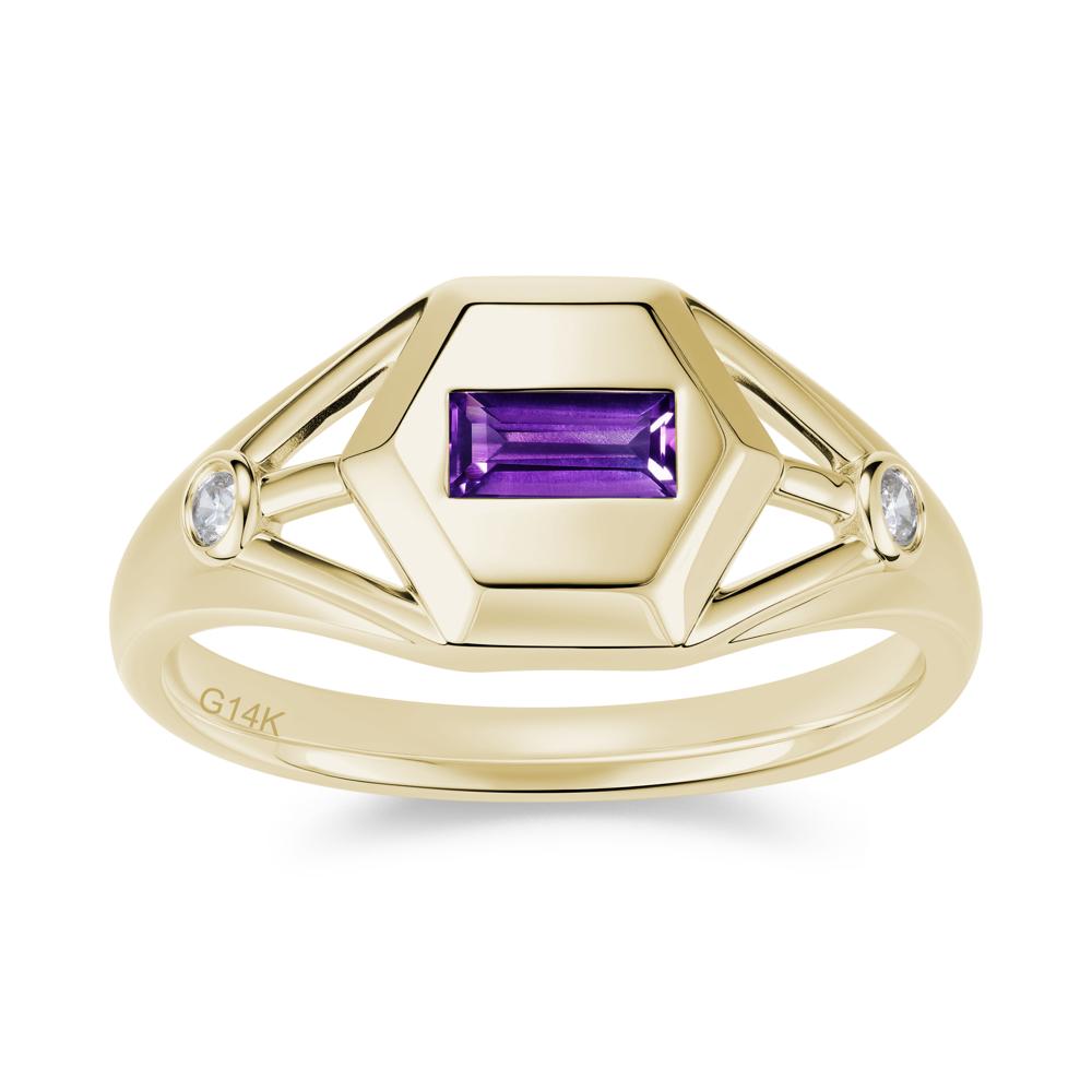Horizontal Baguette Smoky Quartz Men's Ring - LUO Jewelry #gemstone_Amethyst