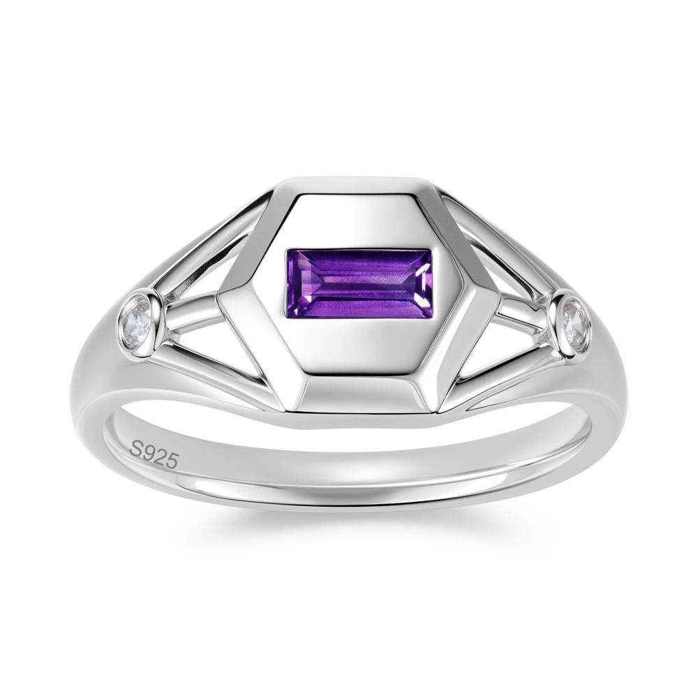 Horizontal Baguette Smoky Quartz Men's Ring - LUO Jewelry #gemstone_Amethyst