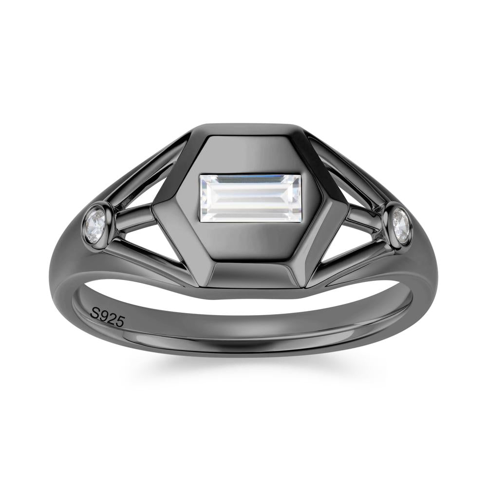 Horizontal Baguette Smoky Quartz Men's Ring - LUO Jewelry #gemstone_Cubic Zirconia
