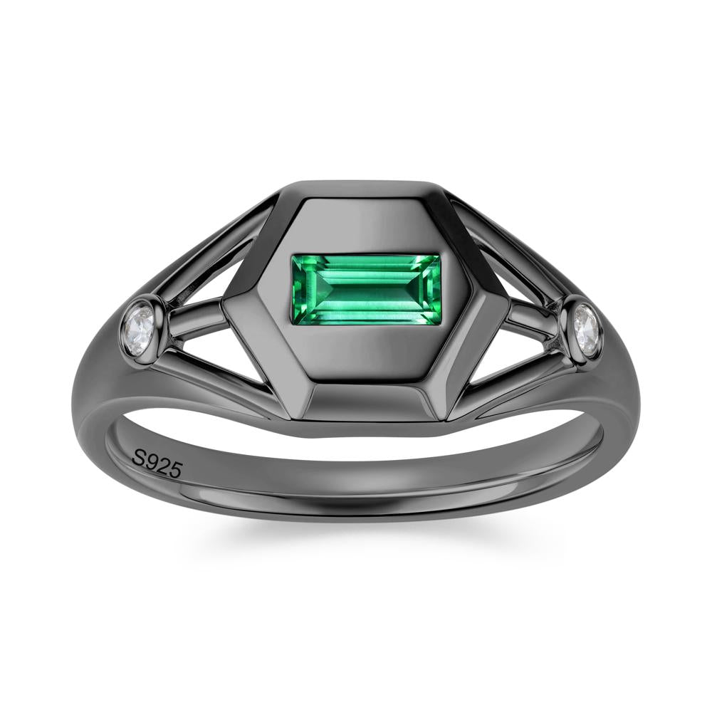 Horizontal Baguette Smoky Quartz Men's Ring - LUO Jewelry #gemstone_Emerald