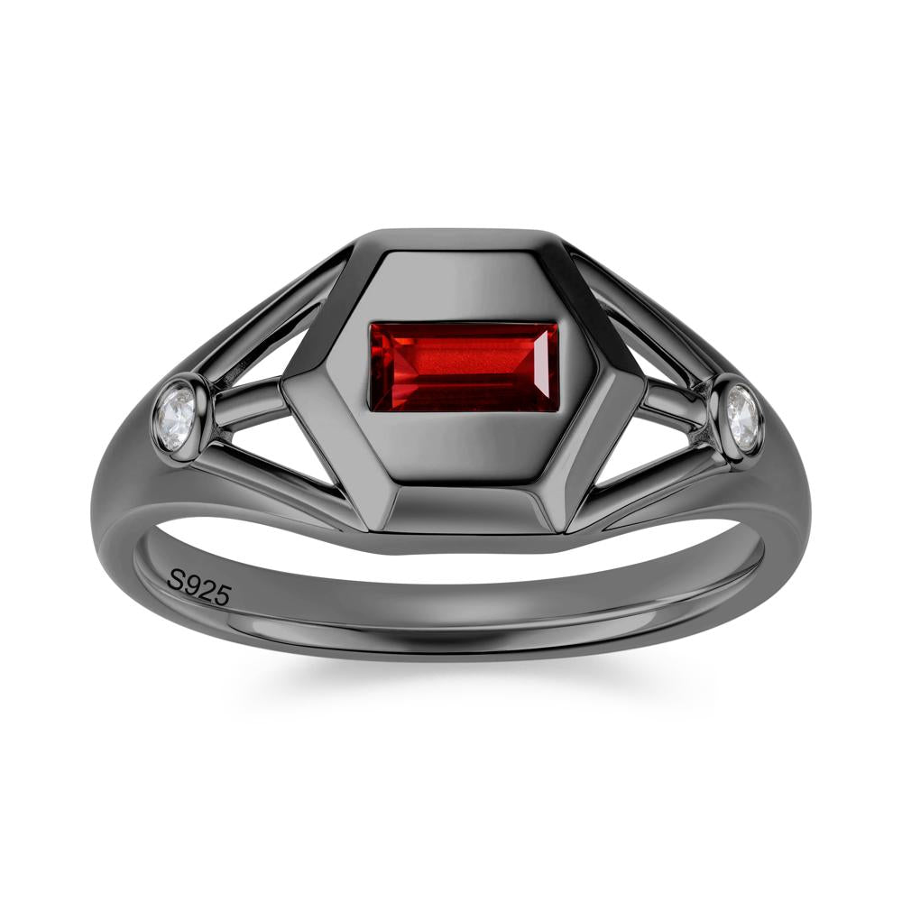 Horizontal Baguette Smoky Quartz Men's Ring - LUO Jewelry #gemstone_Garnet