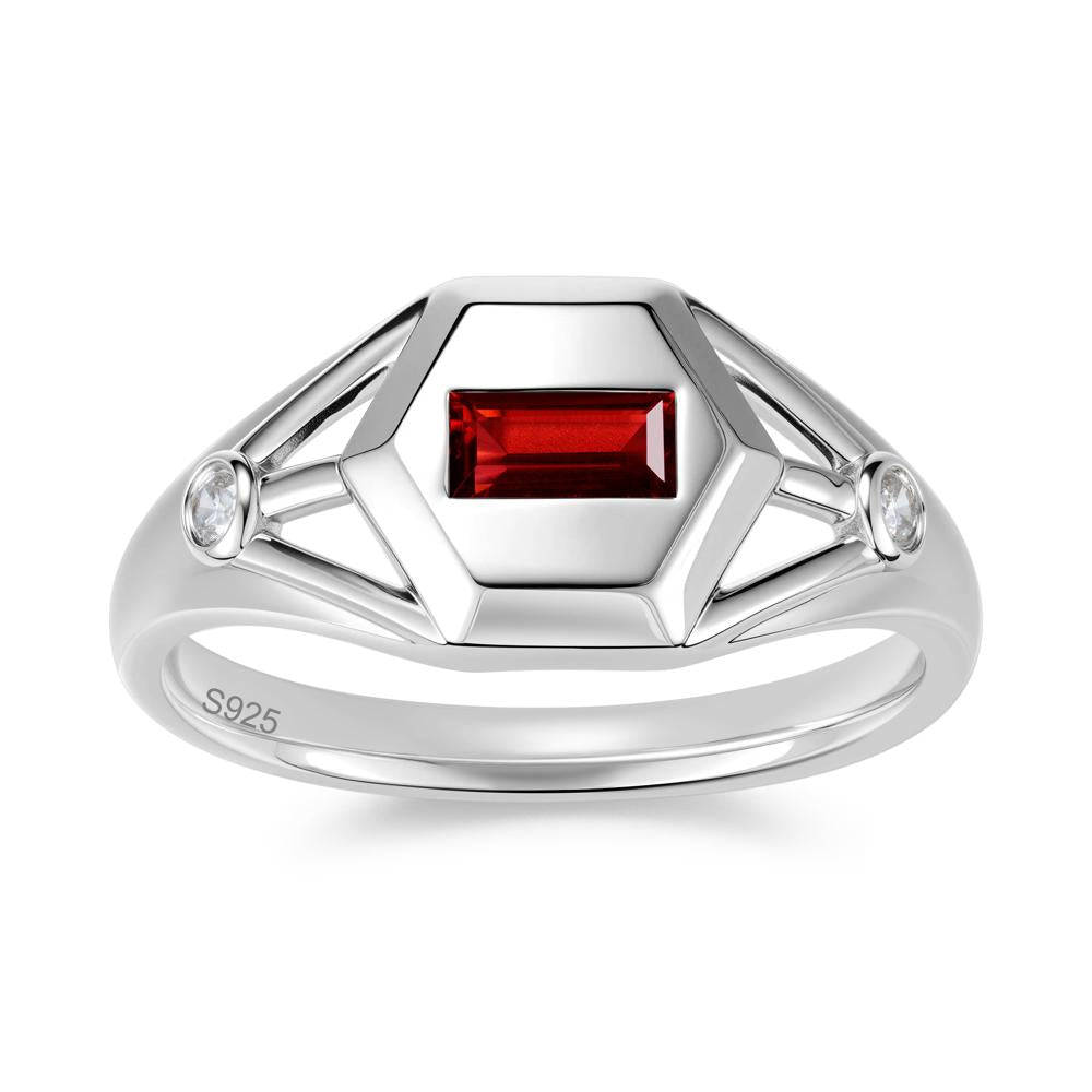Horizontal Baguette Smoky Quartz Men's Ring - LUO Jewelry #gemstone_Garnet