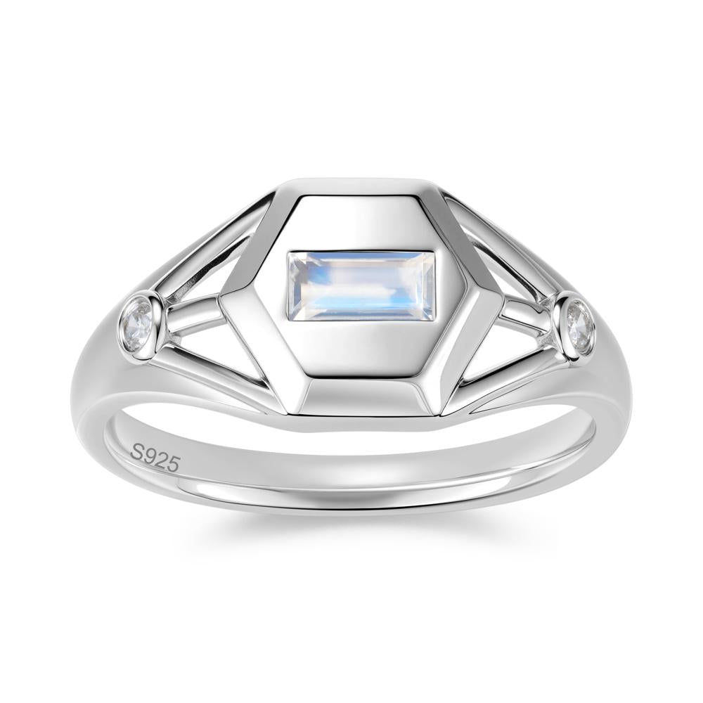 Horizontal Baguette Smoky Quartz Men's Ring - LUO Jewelry #gemstone_Moonstone