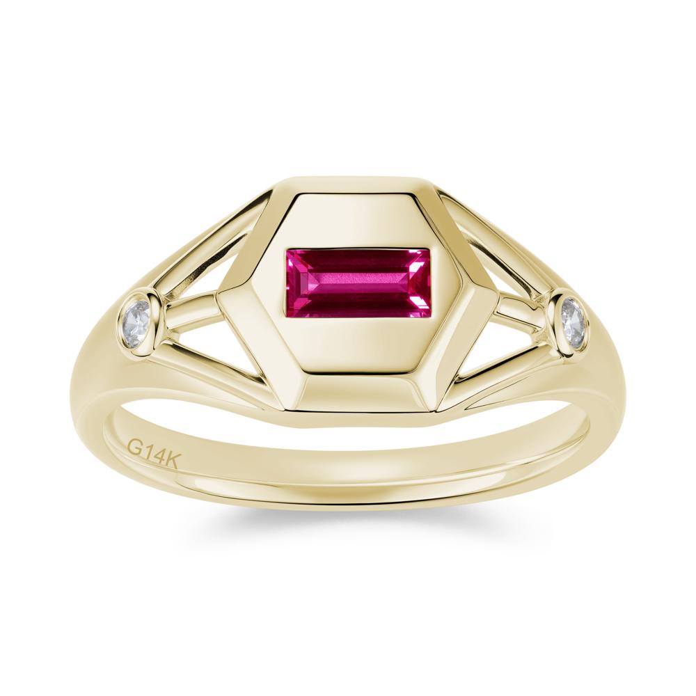 Horizontal Baguette Smoky Quartz Men's Ring - LUO Jewelry #gemstone_Ruby