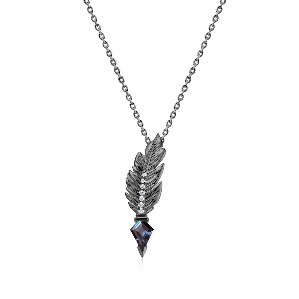 Feather Sapphire Pendant Necklace - LUO Jewelry #gemstone_Alexandrite