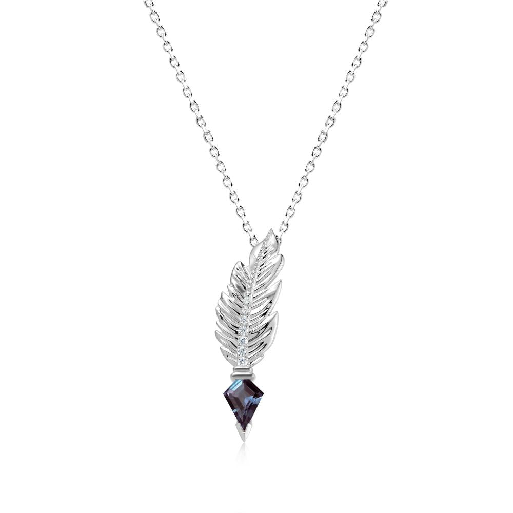 Feather Sapphire Pendant Necklace - LUO Jewelry #gemstone_Alexandrite