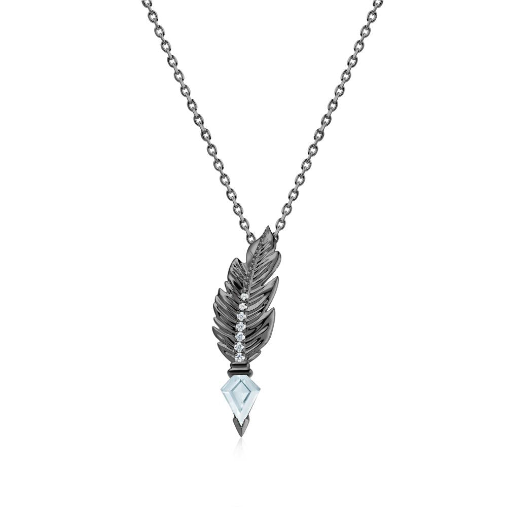 Feather Sapphire Pendant Necklace - LUO Jewelry #gemstone_Aquamarine