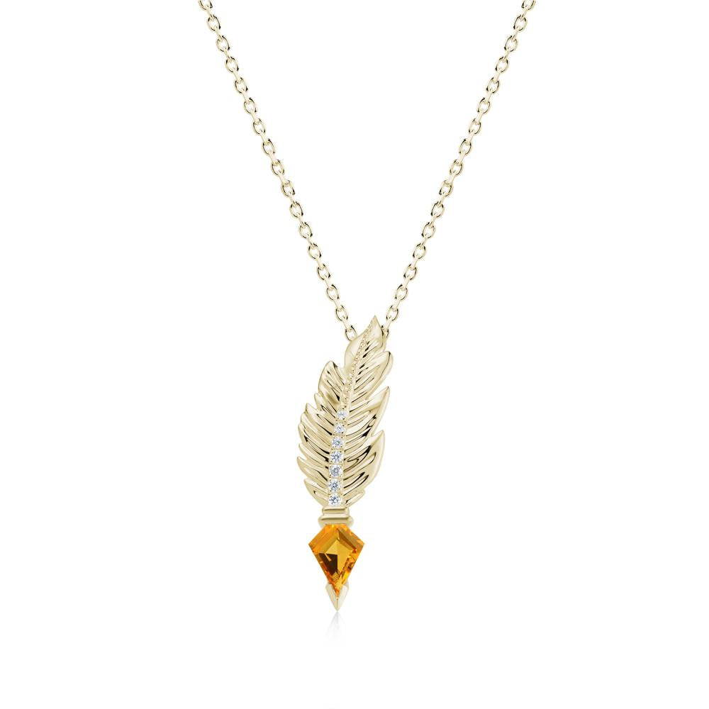Feather Sapphire Pendant Necklace - LUO Jewelry #gemstone_Citrine