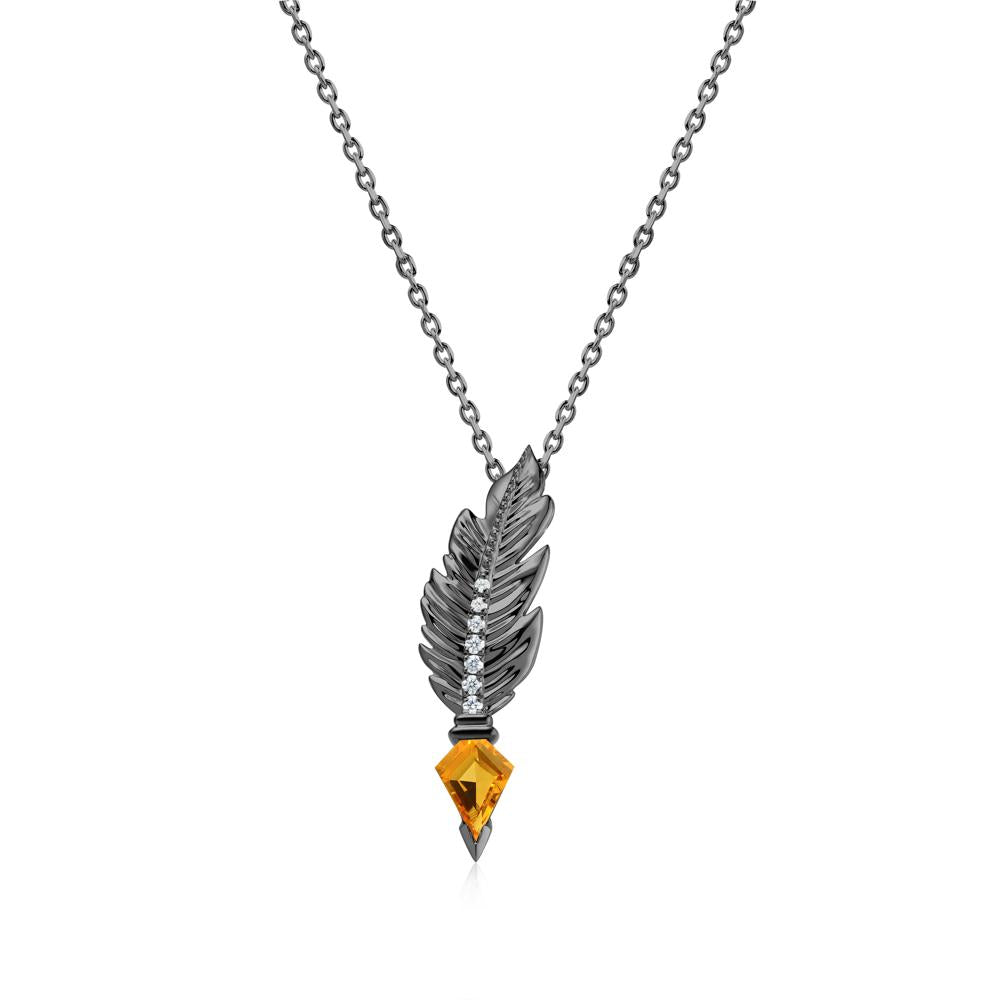 Feather Sapphire Pendant Necklace - LUO Jewelry #gemstone_Citrine
