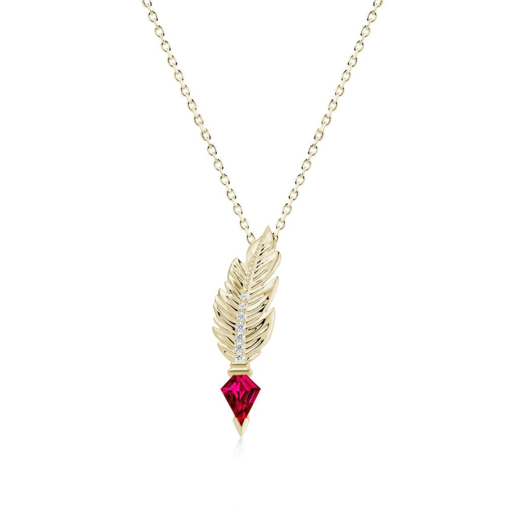 Feather Sapphire Pendant Necklace - LUO Jewelry #gemstone_Ruby