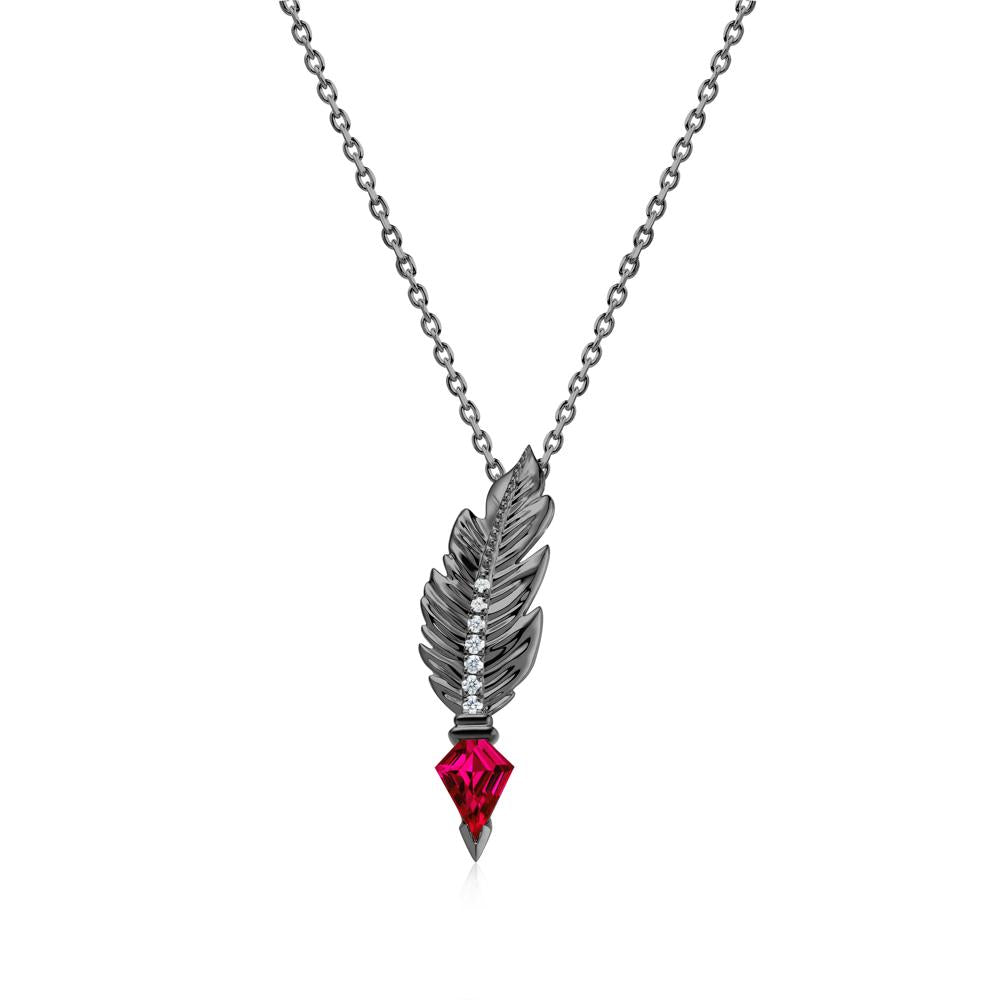 Feather Sapphire Pendant Necklace - LUO Jewelry #gemstone_Ruby
