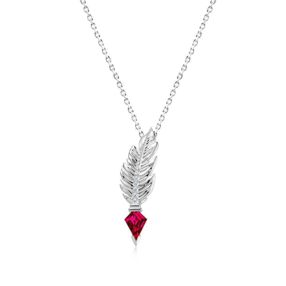 Feather Sapphire Pendant Necklace - LUO Jewelry #gemstone_Ruby